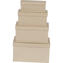 Set 4 rechthoekige dozen-/ St.