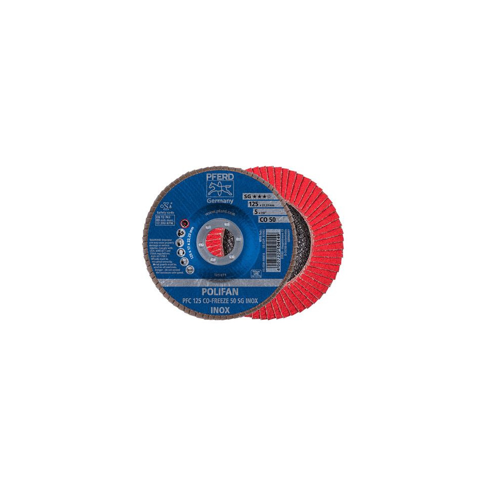 Lot De 10 Disques à Lamelles PFERD CO-FREEZE 125 Mm Grain 36 - Pour Inox, Aciers Spéciaux Et Titane