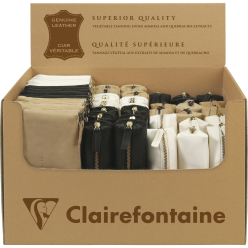 Présentoir de comptoir Clairefontaine en kraft brun pour trousses en cuir 35,5x36x25 cm livré vide/ Pce