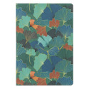 Ginkgo, Set de 2 stapled notebooks sewn on spine A5 14,8x21 cm, 32 sheets, lined, 1 leather cover notebook + 1 printed cover not