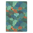 Ginkgo, Set de 2 stapled notebooks sewn on spine A5 14,8x21 cm, 32 sheets, lined, 1 leather cover notebook + 1 printed cover not