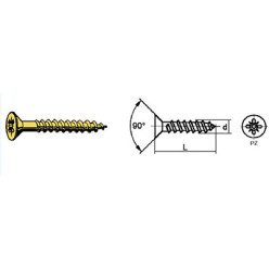 Brass Countersunk Pozidriv Wood Screw DIN 7997 Ø2.5x10mm per piece