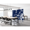 Scheidingswand Textiel 200-150 Dubbelzijdig Abstracte Japanse Bloesem Blauw