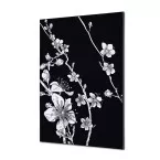 Décoration Murale en Tissu SET A1 Fleurs De Cerisier Japonais Noir