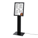 Black Freestanding Menu Pole LED Illuminated 4x A4