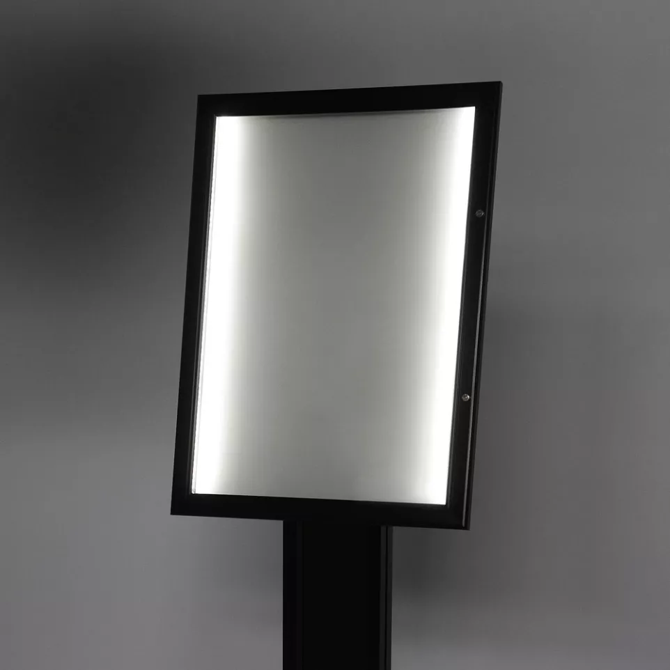 Porte Menu LED Sur Pied Noir 4x A4 LED