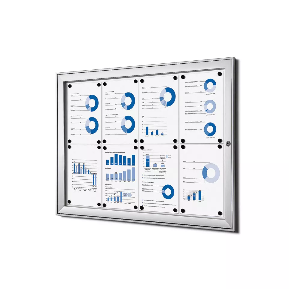 Indoor Lockable Showcase Silver 8x A4