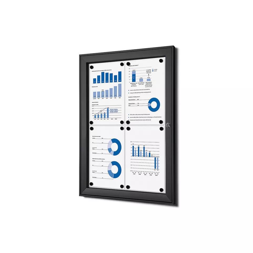 Indoor Lockable Showcase Black 4x A4