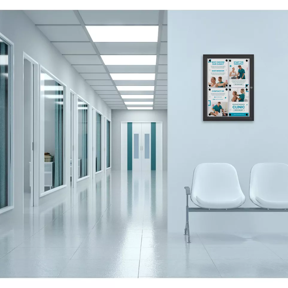 Indoor Lockable Showcase Silver 12x A4