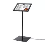 Black Lockable Menu Stand LED Illuminated 2x A4