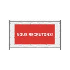 Bannière Fence 200 x 100 cm Nous Recrutons Français Rouge