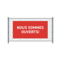 Bannière Fence 200 x 100 cm Ouverts Français Rouge