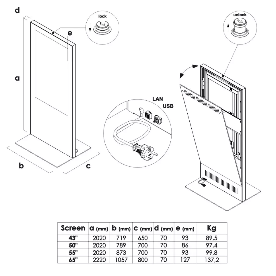 Écran Totem Slim Avec 65" Samsung Écran