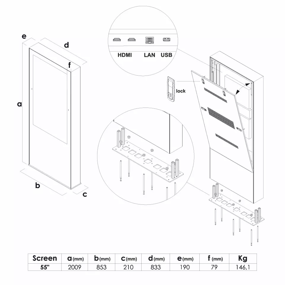 Outdoor Digital Totem With 55"...