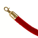 Barrier Red Velour Rope With Gold Clips