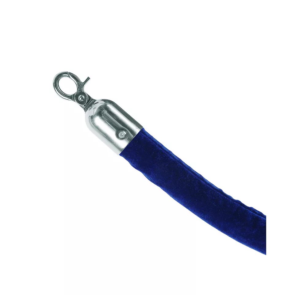 Blauw Velours Koord Met Chromen Clips