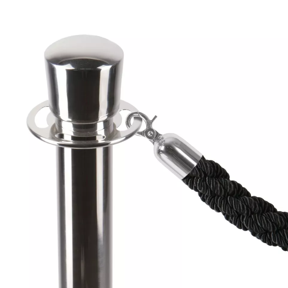 Barrier Chrome Rope Stand With Dome Top