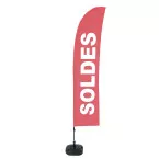 Beach Flag Budget Wind Komplett-Set Vendre Rouge Français ECO