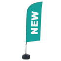 Beach Flag Alu Wind Complete Set Nieuw Turquoise Engels ECO printmateriaal