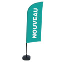 Beach Flag Alu Wind Complete Set Nieuw Turquoise Frans ECO printmateriaal