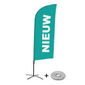 Beach Flag Alu Wind Complete Set Nieuw Turquoise Nederlands Kruisvoet