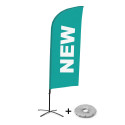 Ensemble Complet De Beach Flag Alu Wind Nouveau Turquoise Anglais Croissilion