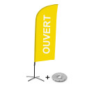 Beach Flag Alu Wind Complete Set Open Yellow French Cross Base