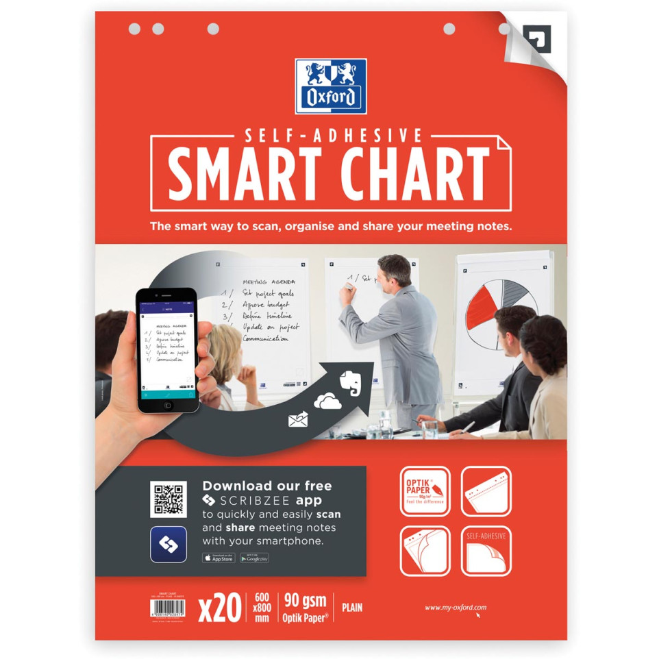 Herlitz 68x99cm Flipchartblock kariert gelocht 5 Blöcke à 20 Blatt
