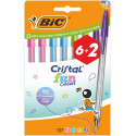 BIC Cristal Fun Ballpoint Pens Assorted Colors Pack of 6 Plus 2 Free