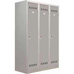 Industriële garderobekast vuile industrie, 3 deuren, ft 180 x 120 cm, grijs