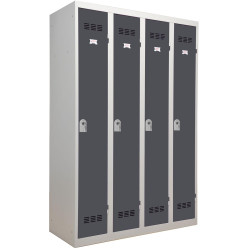 Industriële garderobekast propere industrie, 4 deuren, ft 180 x 120 cm, grijs