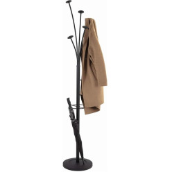 Kapstok met parapluhouder, 5 haken, zwart