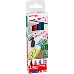 Edding permanent marker 400, geassorteerde kleuren, blister van 4 stuks