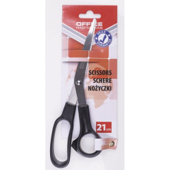 OFFICE Products Scissors, 21 cm, Right or Left Handed, Rounded Tips, Black, 1 Piece Blister Pack