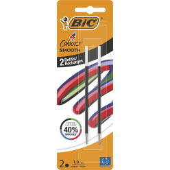BIC 4-Color Ballpoint Pen Refills Medium Tip Black Pack of 2