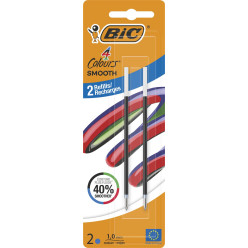 BIC 4-Color Smooth Ball Pen Refills Medium 2-Pack Blue