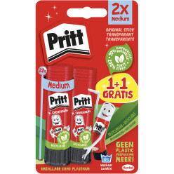 Pritt bâton de colle, 22 g, blister de 1 + 1 gratuit