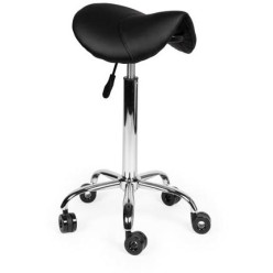 Zadelkruk zonder voetring, zonder rugleuning, hoge gasveer, zwart