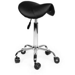 Tabouret selle de cheval sans anneau repose-pieds, sans dos, piston standard, noir