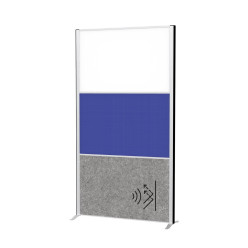 MAULconnecto scheidingswand, 1 x whiteboard, 1 x textiel, 1 x donkergrijs, frame zilver, voet