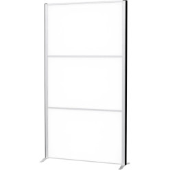 MAULconnecto scheidingswand, 3 x whiteboard, frame zilver, voet