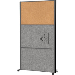 MAULconnecto scheidingswand, 1 x kurk, 2 x donkergrijs, frame antraciet, mobiel
