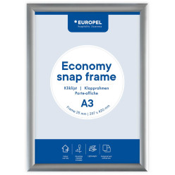 Europel Economy Poster Frame with Clips, 25 mm List, A3 Size, Silver