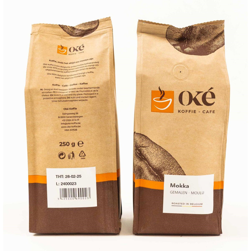 Oké café, moulu, paquet de 250 g, Mokka — free download