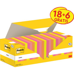 Post-it Notes, 3 in x 3 in, Assorted Colors, 100 Sheets per Pad, 18 Pads + 6 Free, 3M