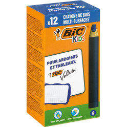 Bic Kids crayon pour tableaux blancs Multi-Surfaces, bleu, boite de 12 pièces