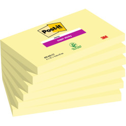Post-it Super Sticky Notes, 90 sheets, 3 x 5 in, pack of 6 pads, Canary Yellow