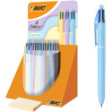 Bic 4 Colours Pastel stylo bille 4 couleurs, moyen, 4 couleurs d'encre classique, présentoir de 30 pièces