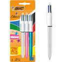 BIC 4 Colours Shine Ballpoint Pen Medium Tip Assorted Classic Ink Blister Pack of 3
