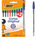 Bic Cristal stylo bille, medium, assorti, blister de 8 + 2 GRATUIT